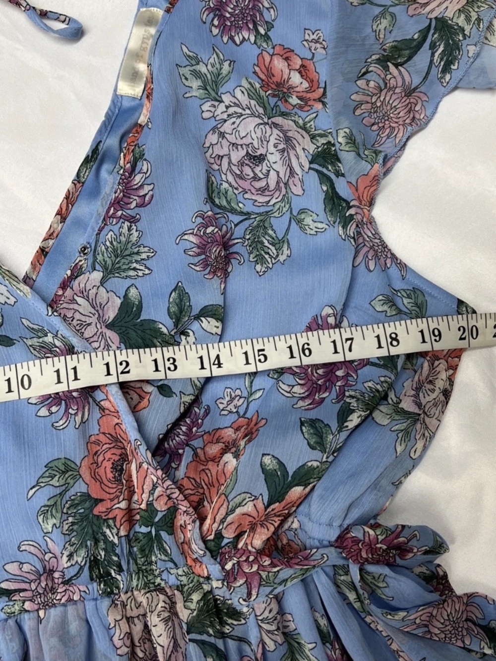Band of Gypsies Light Blue Floral Asymmetrical Cottagecore Maxi Dress XL - Picture 14 of 16